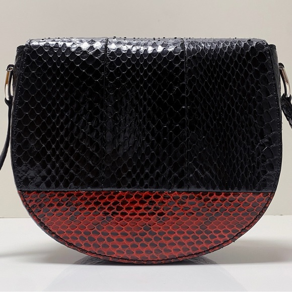 ALTUZARRA Exotic Python Snakeskin Black Multicolor Shoulder Crossbody Bag Italy - Picture 4 of 11